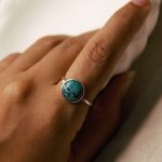925 Sterling Silver Ring with Round Turquoise Stone