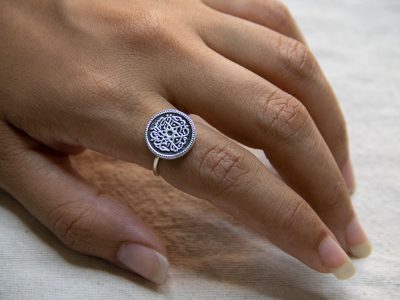 925 Sterling Silver Calligraphy Ring – Supplication Engraving