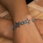 925 Sterling Silver Bracelet – Shifṭishī Stars with Turquoise