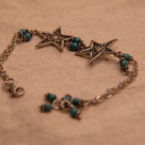 925 Sterling Silver Bracelet – Shifṭishī Stars with Turquoise