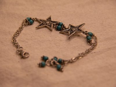 925 Sterling Silver Bracelet – Shifṭishī Stars with Turquoise