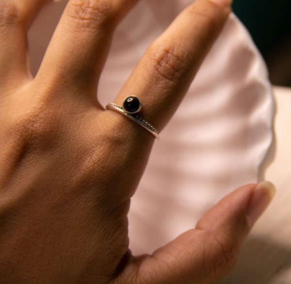 925 Silver Ring with Black Tourmaline