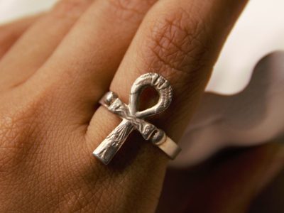 800 Silver Ring with Ankh Symbol